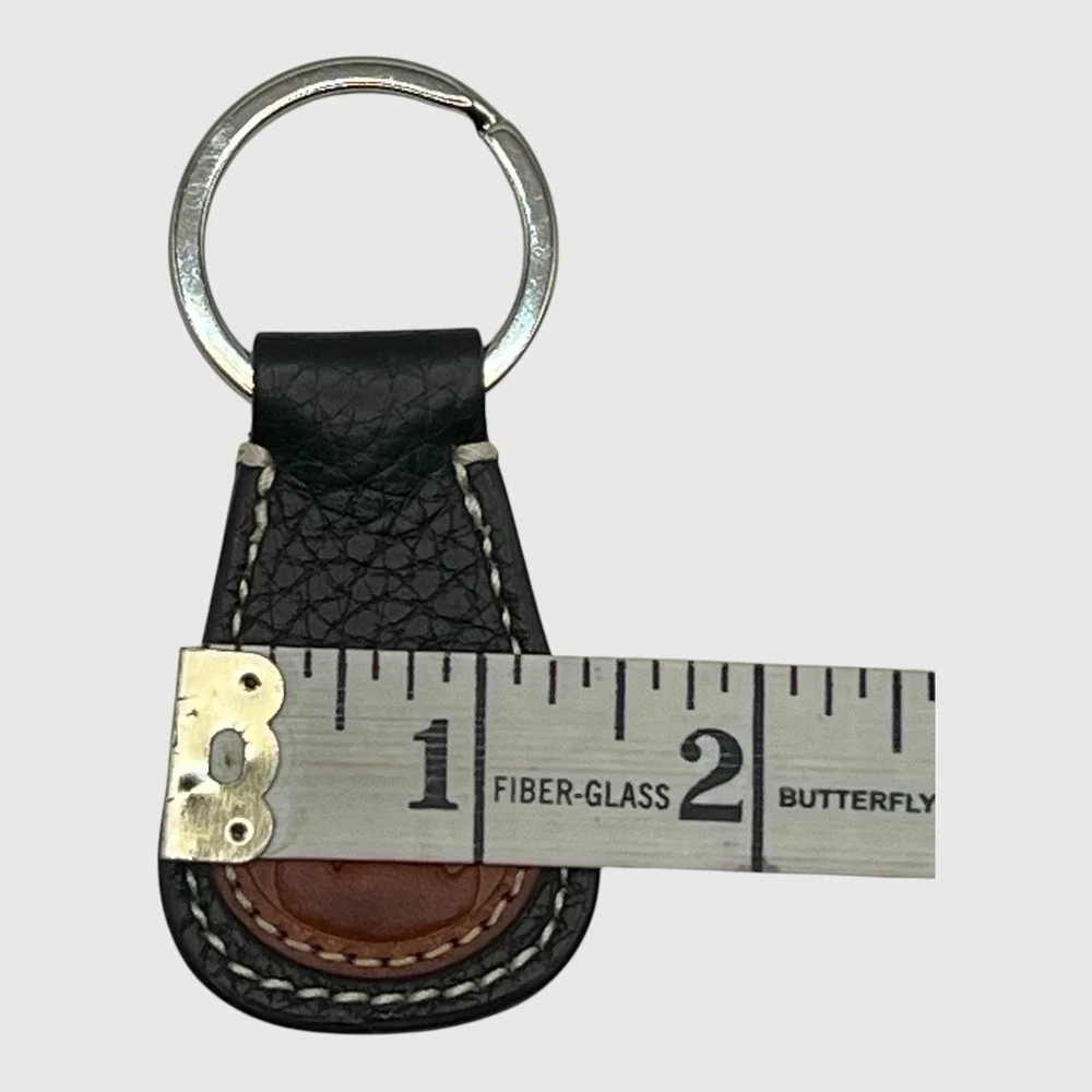Dooney & Bourke Black Pebbled Leather All Weather Duck Logo Key Fob Keychain